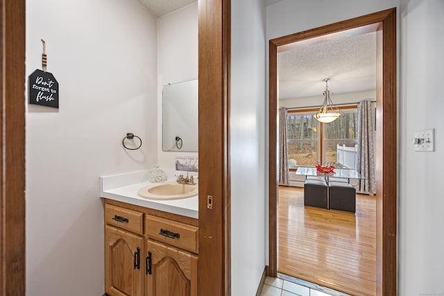 10 Heritage Dr, Prospect, CT 06712 - bathroom featuring vanity, a textured ceiling, and tile patterned floors