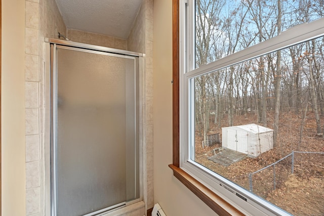 10 Heritage Dr, Prospect, CT 06712 - bathroom featuring a stall shower and a textured ceiling