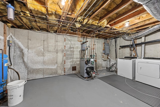 10 Heritage Dr, Prospect, CT 06712 - unfinished below grade area with a heating unit and washing machine and dryer