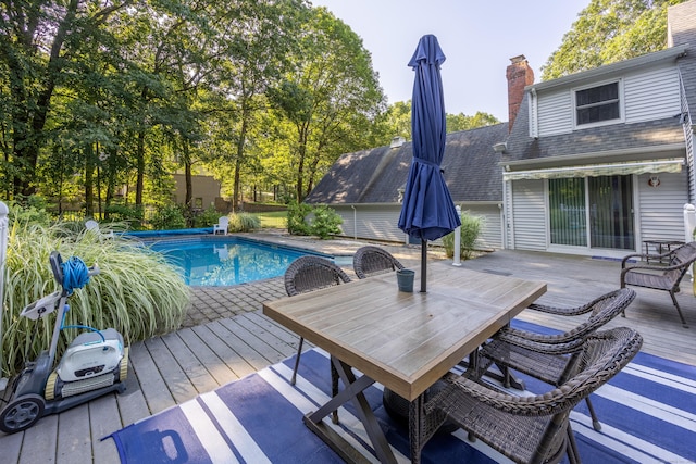 10 Heritage Dr, Prospect, CT 06712 - swimming pool featuring a wooden deck and outdoor dining space