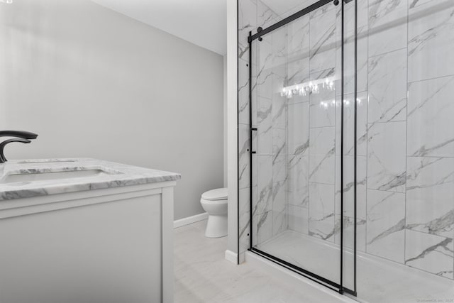 15 Burdette Pl, Milford, CT 06460 - bathroom with a marble finish shower, marble look tile flooring, and vanity
