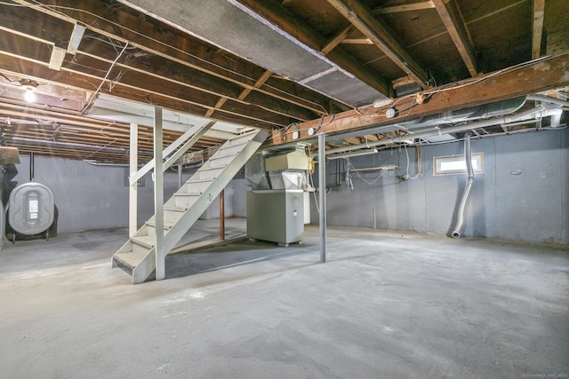 15 Burdette Pl, Milford, CT 06460 - basement with heating fuel, stairway, and heating unit
