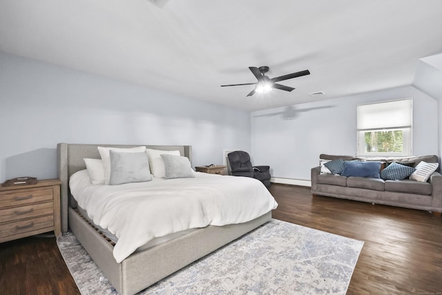 195 Orchard Hill Dr, South Windsor, CT 06074 - bedroom featuring wood finished floors, ceiling fan, and baseboard heating