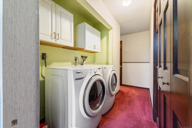 6 Revere Rd, New Milford, CT 06776 - laundry area with washing machine and clothes dryer, dark colored carpet, and cabinet space