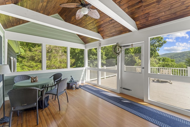 168 Cobble Rd, Kent, CT 06757 - sunroom / solarium featuring a ceiling fan, healthy amount of natural light, and a mountain view