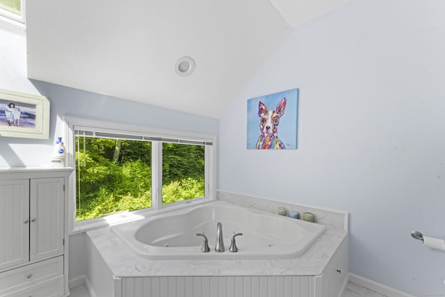 168 Cobble Rd, Kent, CT 06757 - bathroom with lofted ceiling and a whirlpool tub