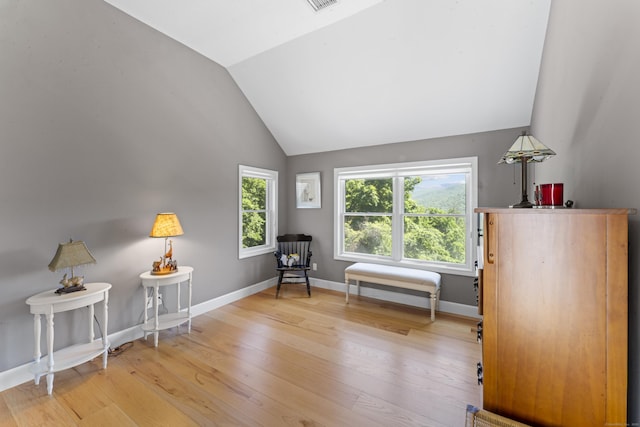168 Cobble Rd, Kent, CT 06757 - sitting room featuring vaulted ceiling and light wood-style floors