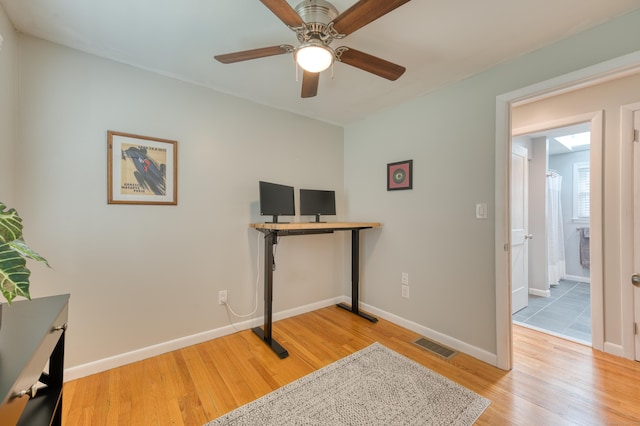 226 Farm Hill Rd, Middletown, CT 06457 - office area featuring light wood-type flooring and ceiling fan