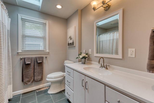 226 Farm Hill Rd, Middletown, CT 06457 - full bath featuring vanity, tile patterned flooring, and a skylight