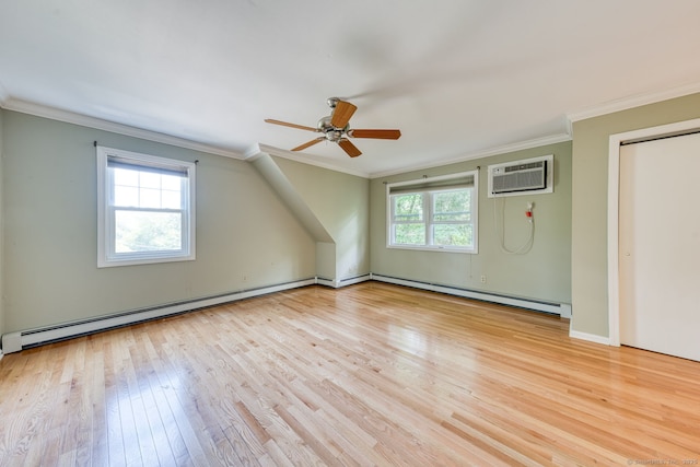20 Copper Hill Dr Unit 20, Guilford, CT 06437 - bonus room with baseboard heating, an AC wall unit, wood-type flooring, and ceiling fan