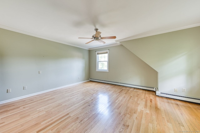 20 Copper Hill Dr Unit 20, Guilford, CT 06437 - spare room featuring baseboard heating, a ceiling fan, wood finished floors, and crown molding