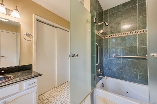 20 Copper Hill Dr Unit 20, Guilford, CT 06437 - full bathroom with vanity, a combined bath / shower with jetted tub, and tile patterned floors