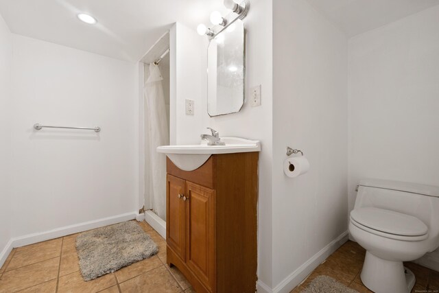 30 Cedar Crest Pl, Norwalk, CT 06854 - bathroom with vanity, tile patterned floors, curtained shower, and recessed lighting