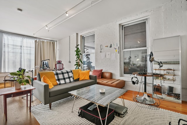 817 Grand Ave Unit 202, New Haven, CT 06511 - living area featuring wood finished floors and rail lighting