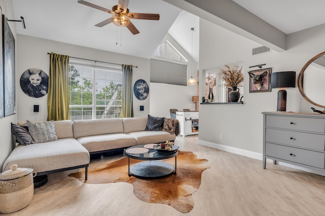 323 Carriage Crossing Ln Unit 323, Middletown, CT 06457 - living area featuring wood finished floors, ceiling fan, and lofted ceiling