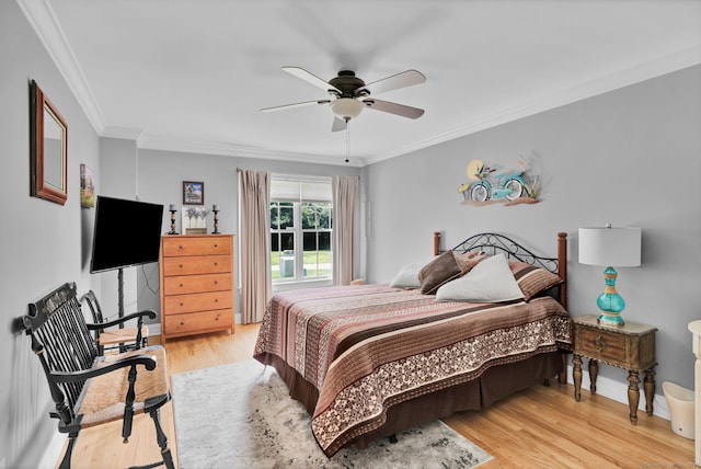 6 Augusta Cir Unit 6, East Haddam, CT 06469 - bedroom featuring light wood-style floors, crown molding, and ceiling fan