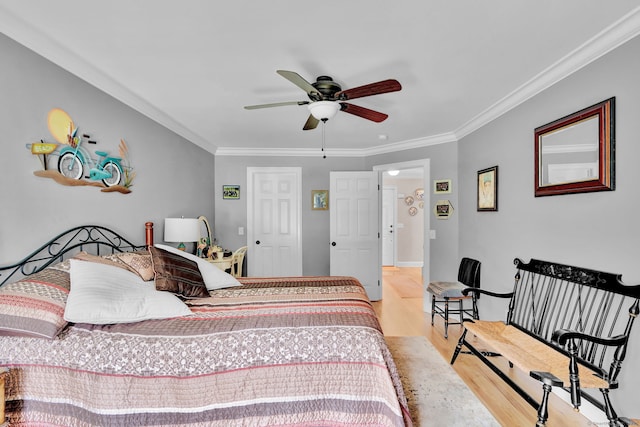 6 Augusta Cir Unit 6, East Haddam, CT 06469 - bedroom with wood finished floors, ornamental molding, and a ceiling fan