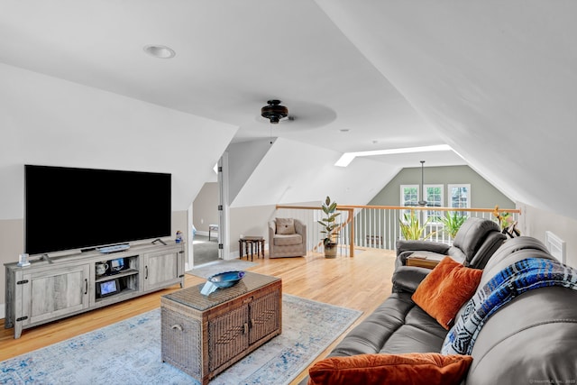 6 Augusta Cir Unit 6, East Haddam, CT 06469 - living room with ceiling fan, wood finished floors, and lofted ceiling