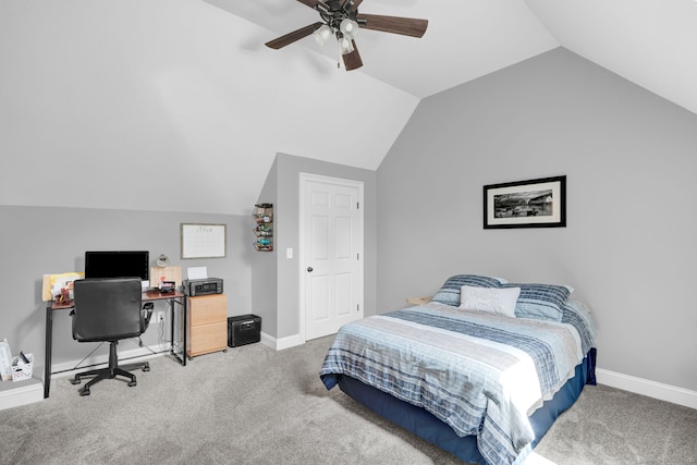 6 Augusta Cir Unit 6, East Haddam, CT 06469 - bedroom featuring vaulted ceiling, carpet flooring, a desk, and ceiling fan