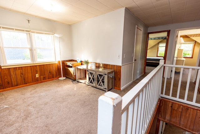 302 E Pasadena Pl, Bridgeport, CT 06610 - unfurnished room featuring wainscoting, carpet floors, and wood walls