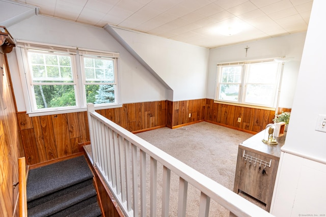 302 E Pasadena Pl, Bridgeport, CT 06610 - additional living space featuring wainscoting, wooden walls, and carpet floors
