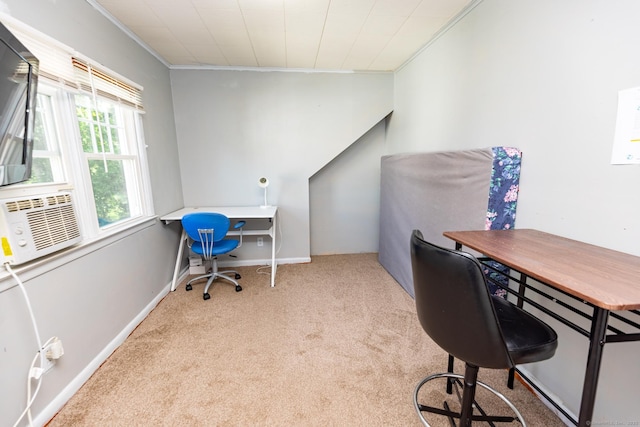 302 E Pasadena Pl, Bridgeport, CT 06610 - home office featuring ornamental molding, carpet floors, and cooling unit