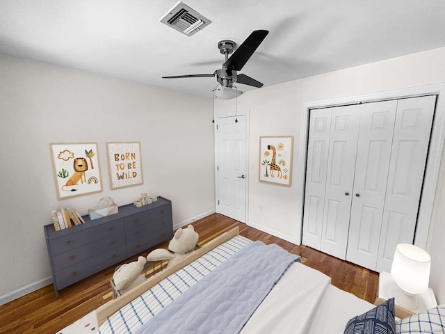 7 Ambler Rd W, Westport, CT 06880 - bedroom with wood finished floors, a closet, and ceiling fan
