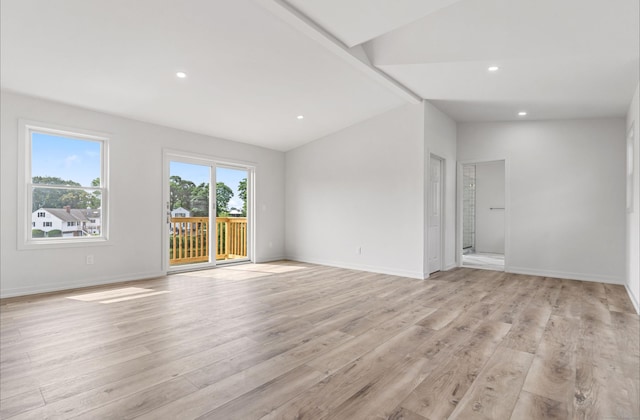 281 E Ave, Norwalk, CT 06850 - unfurnished room featuring light wood-type flooring, recessed lighting, and vaulted ceiling