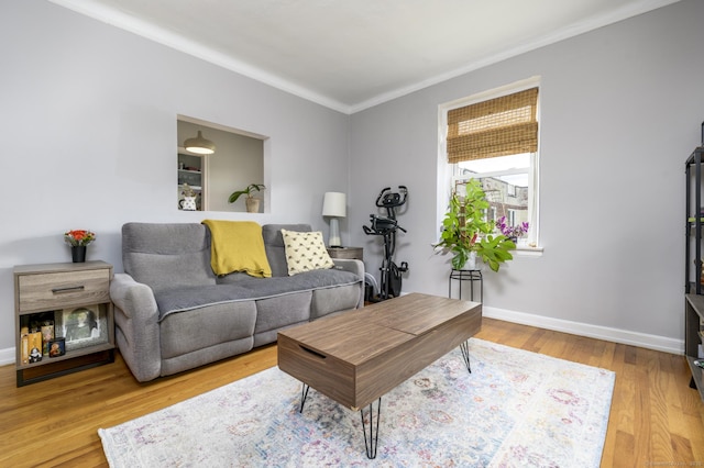 132 Summer St Unit 3C, Stamford, CT 06614 - living area with ornamental molding and wood finished floors