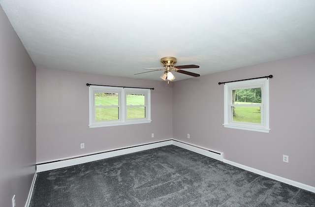 109 Pinnacle Rd, Ellington, CT 06029 - unfurnished room featuring dark carpet, ceiling fan, and a baseboard radiator