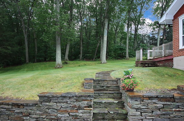 109 Pinnacle Rd, Ellington, CT 06029 - view of green lawn featuring a wooden deck