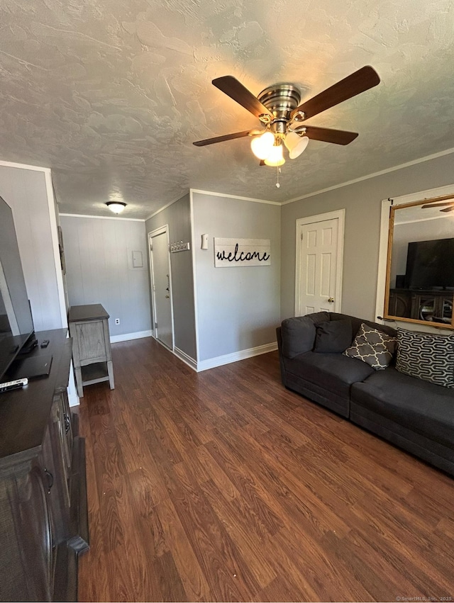 744 Canaan Rd Unit 23, Bridgeport, CT 06610 - living area featuring a ceiling fan, dark wood-type flooring, and a textured ceiling