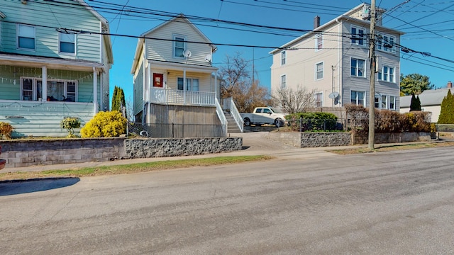 96 Davis Ave, Bridgeport, CT 06605 - view of front facade with stairway and a porch