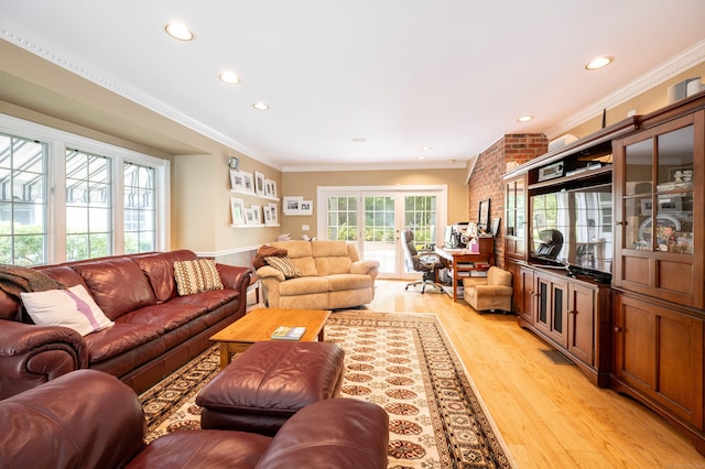51 Wood Lot Ln, Southbury, CT 06488 - living area featuring light wood-style flooring, recessed lighting, and ornamental molding