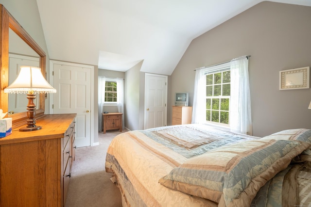 51 Wood Lot Ln, Southbury, CT 06488 - bedroom with vaulted ceiling, light carpet, and multiple windows