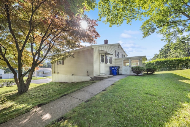 146 Williamson Cir, Watertown, CT 06779 - view of side of home with a yard and a chimney