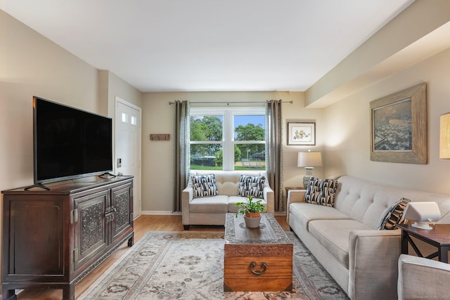 69 Ellsworth St Apt 101, Bridgeport, CT 06605 - living area featuring light wood-type flooring and baseboards