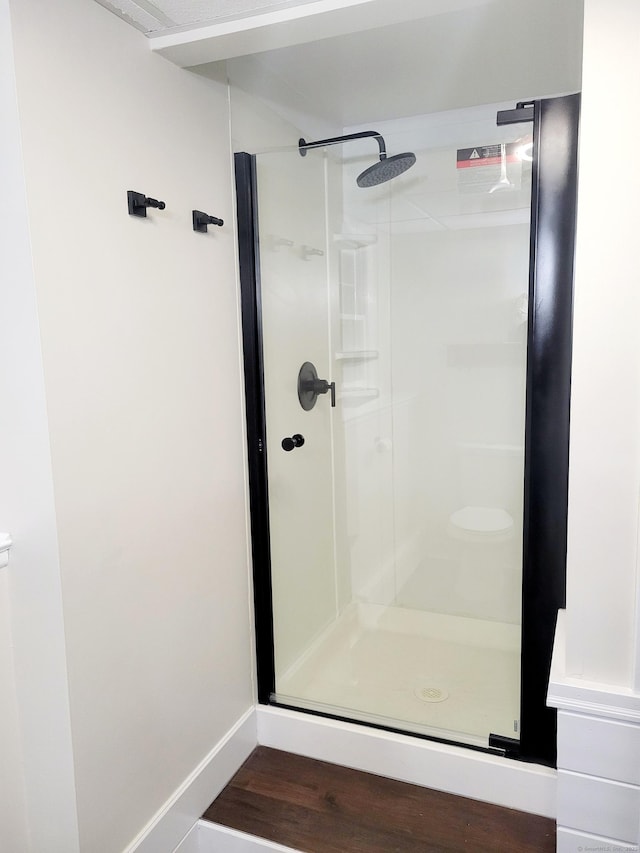 352 Knob Hill Dr, Hamden, CT 06518 - full bath with a stall shower and wood finished floors