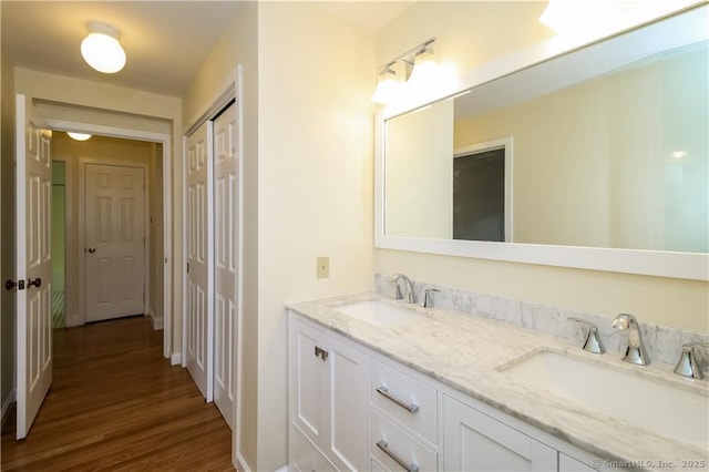 95 Audubon St Unit 339, New Haven, CT 06510 - full bath with double vanity and wood finished floors