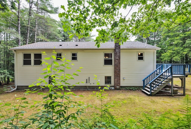 216 Old Monson Rd, Stafford, CT 06076 - back of property with stairs, a deck, and roof with shingles