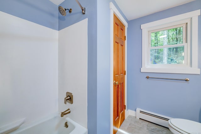 216 Old Monson Rd, Stafford, CT 06076 - full bath featuring a baseboard heating unit and shower / bathtub combination