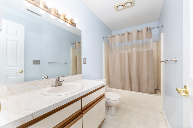 489 Wolcott St Unit 65, Bristol, CT 06010 - full bathroom with vanity, shower / bath combo with shower curtain, and tile patterned floors