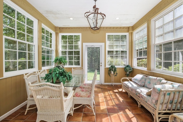 63 Turney Rd, Redding, CT 06896 - sunroom / solarium with healthy amount of natural light, tile patterned flooring, wood walls, and wood ceiling