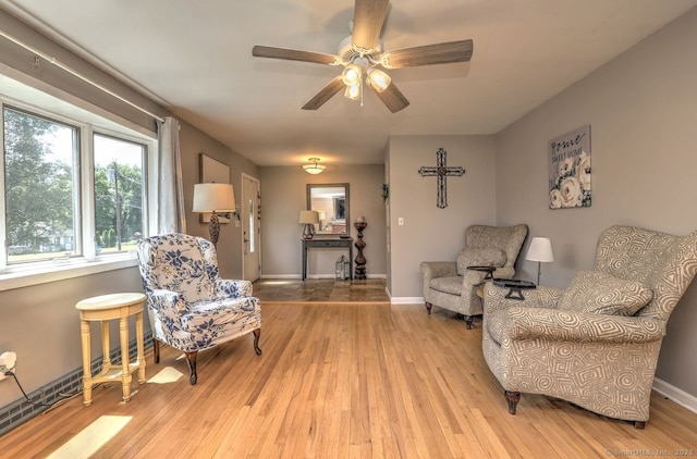 754 Riverside Dr, Orange, CT 06477 - living area featuring hardwood / wood-style floors and a ceiling fan