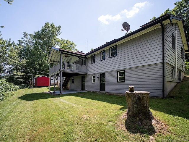 481 Gaylord Mountain Rd, Hamden, CT 06518 - back of house with a patio area, a yard, a deck, and a ceiling fan