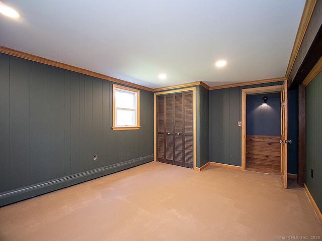 481 Gaylord Mountain Rd, Hamden, CT 06518 - unfurnished bedroom featuring crown molding, a closet, and carpet