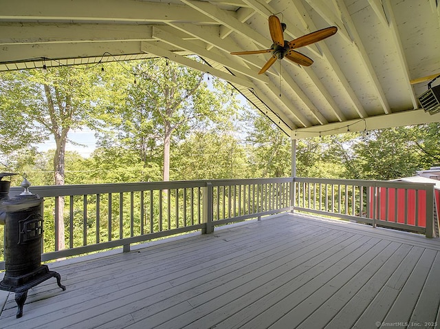 481 Gaylord Mountain Rd, Hamden, CT 06518 - wooden deck with ceiling fan