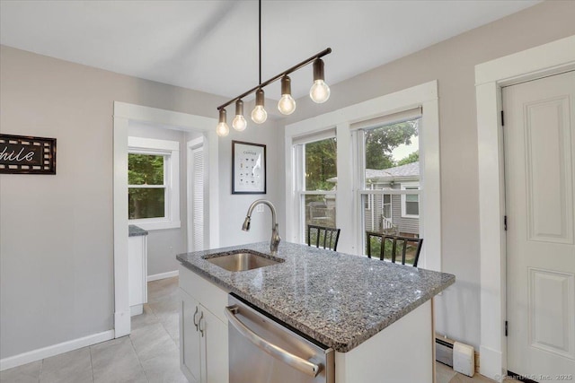 146 Summit St, Manchester, CT 06040 - kitchen featuring dishwasher, healthy amount of natural light, stone countertops, and white cabinetry