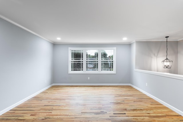 107 Meetinghouse Rdg, Meriden, CT 06450 - unfurnished room featuring ornamental molding, wood finished floors, recessed lighting, and a chandelier