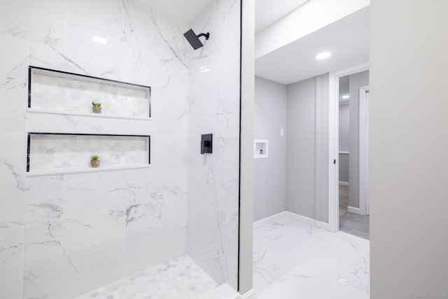 107 Meetinghouse Rdg, Meriden, CT 06450 - bathroom with a marble finish shower and marble finish floors